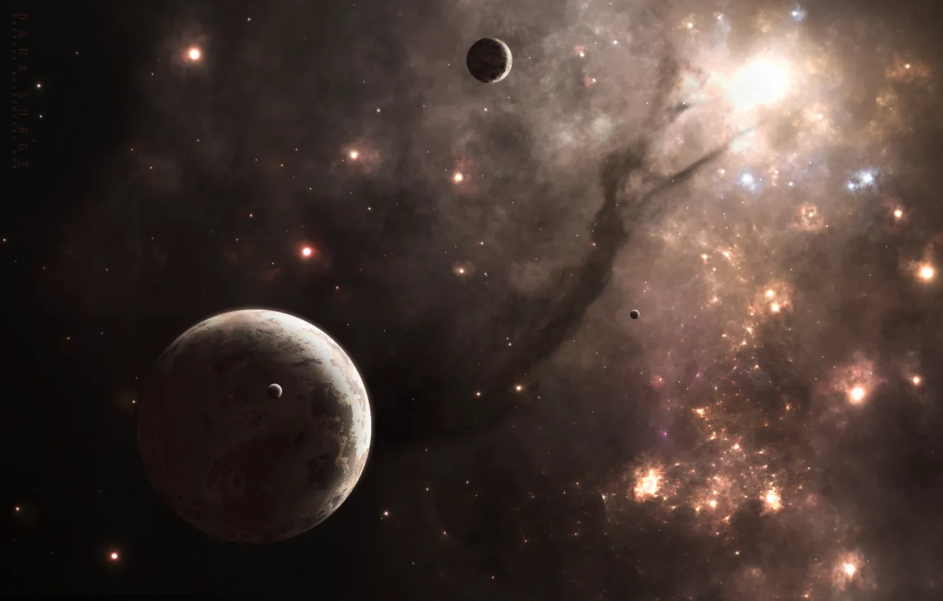 Photo wallpaper space, planet, satellite