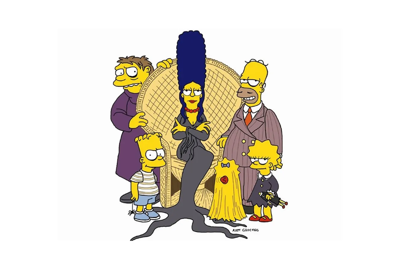 Photo wallpaper Halloween, minimalism, cartoon, crossover, fun, fear, holiday, The Simpsons