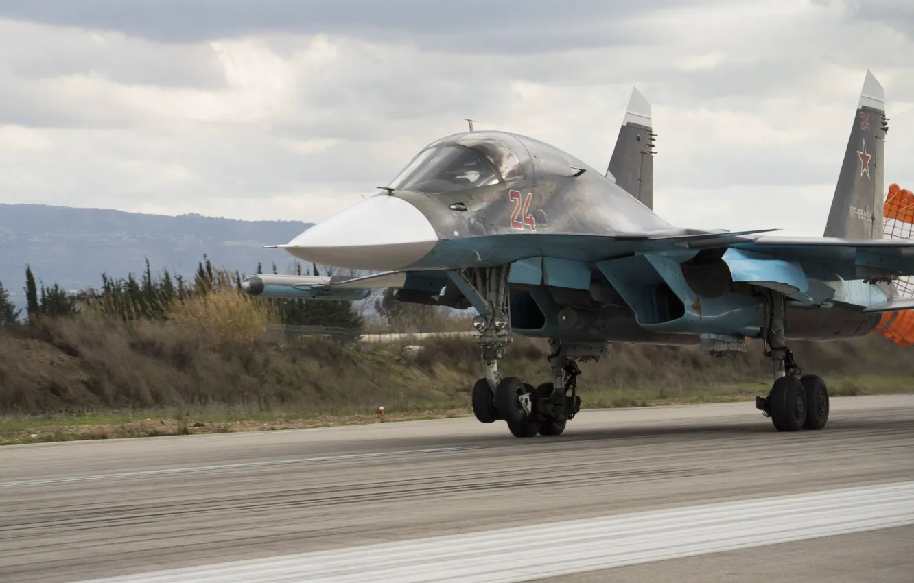 Photo wallpaper Su-34, Syria, Videoconferencing Russia, The front of the plane