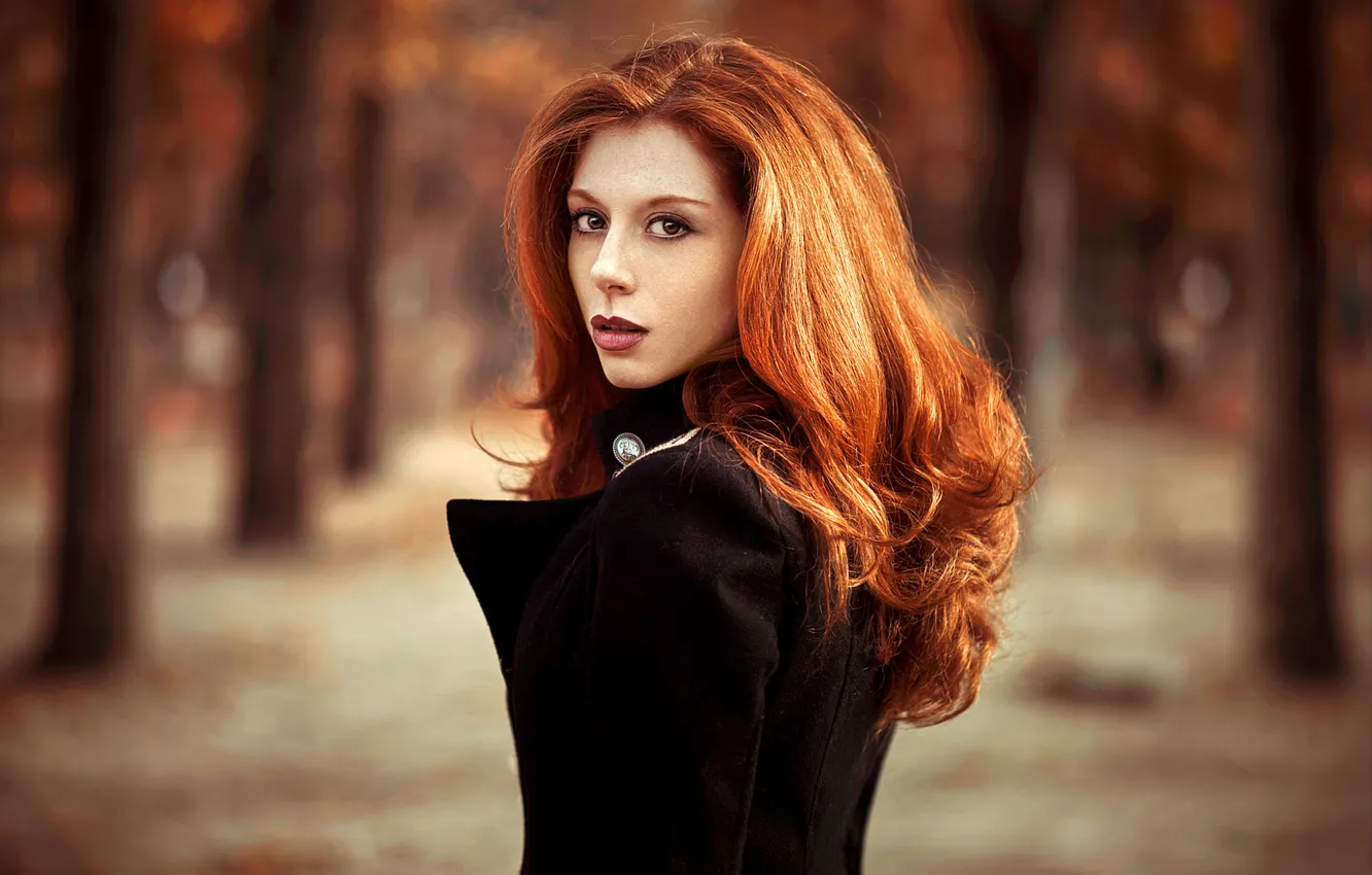 Photo wallpaper red, girl, street, beauty, hair, Wore, Lods Franck, Aurore