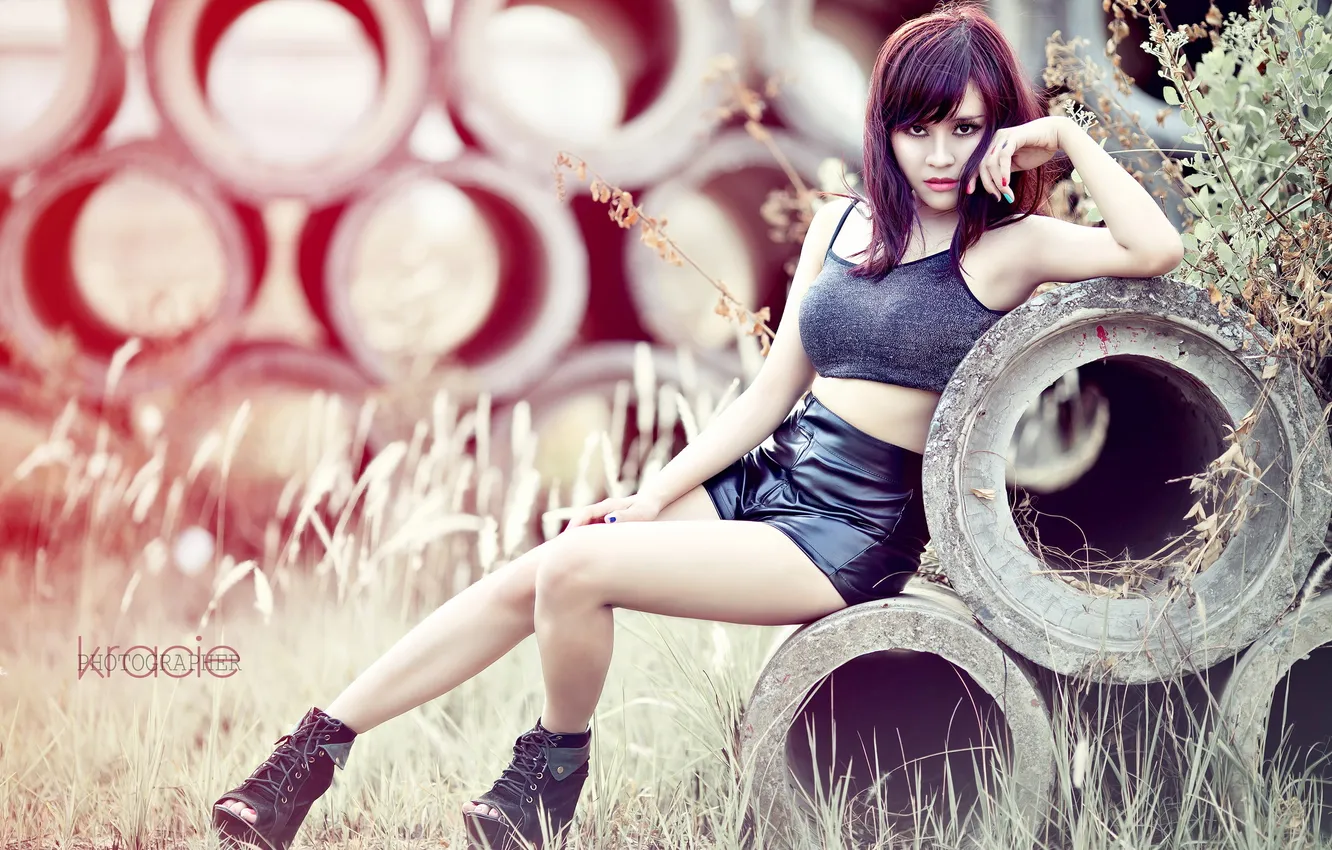 Photo wallpaper look, girl, Asian