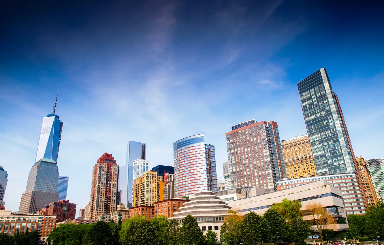 Photo wallpaper the sky, the city, skyscrapers, USA, USA, America, New York, New York City