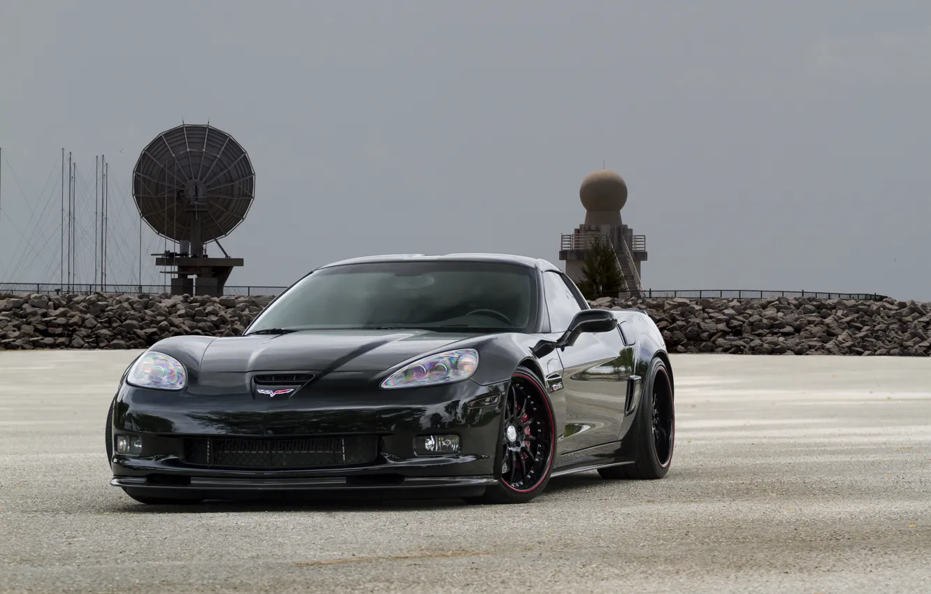 Photo wallpaper corvette, black, chevrolet, z06