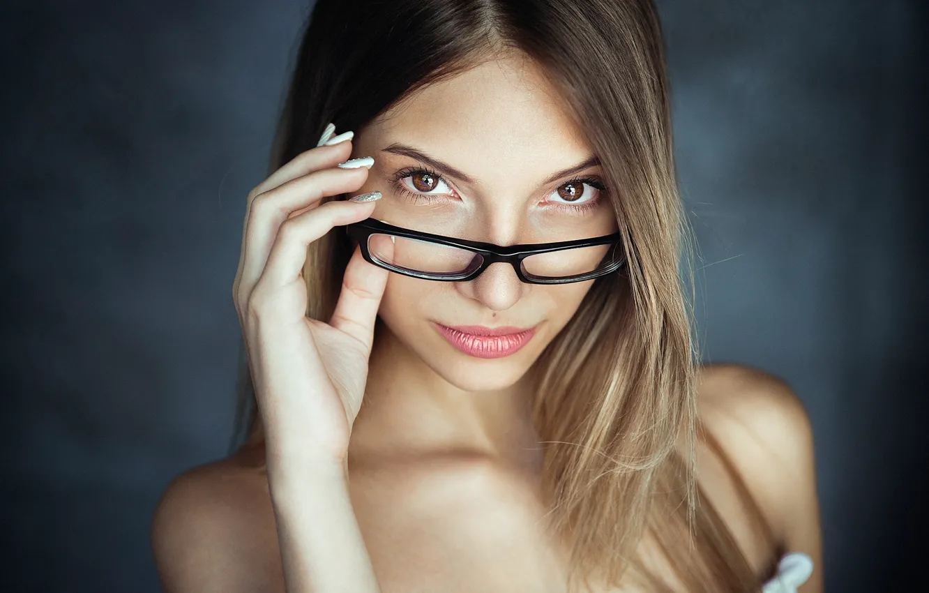 Photo wallpaper look, girl, portrait, glasses