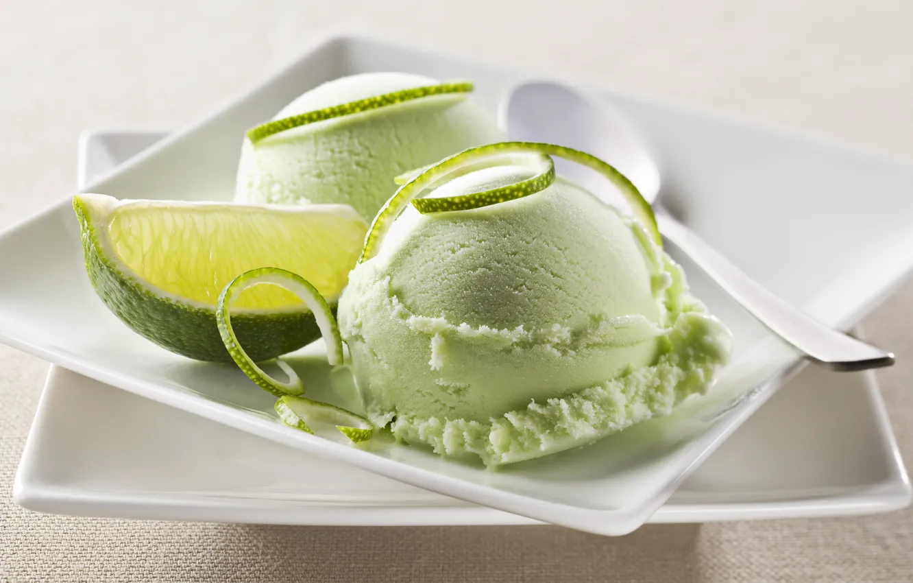 Photo wallpaper ice cream, lime, citrus