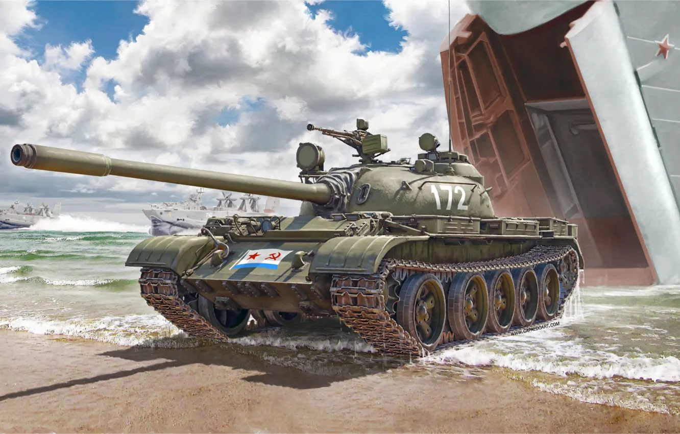 Photo wallpaper tank, average, THE SOVIET NAVY, T-55A, Gianluca Capaldo, soviet marines