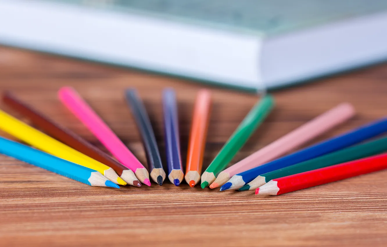 Photo wallpaper pencils, bokeh, colored pencils