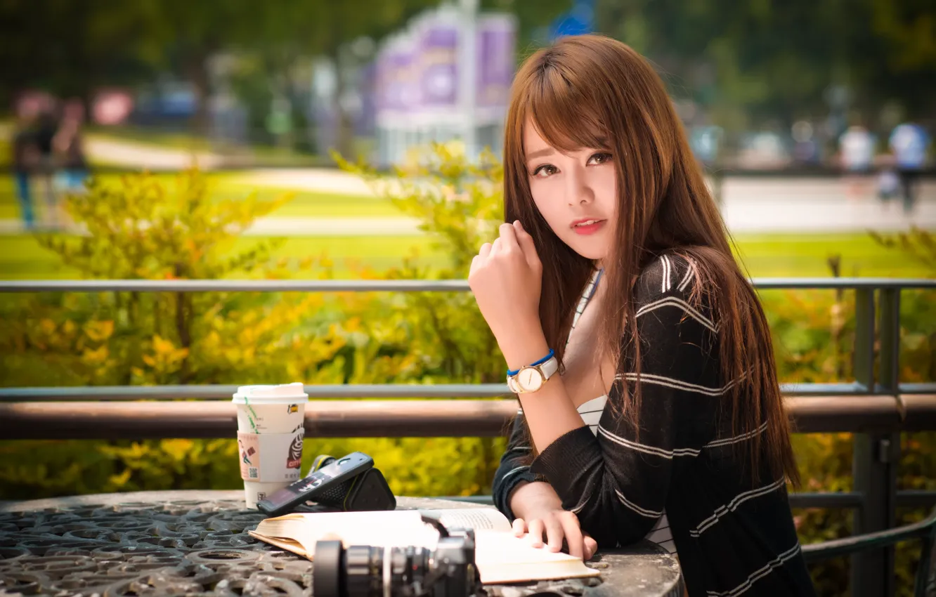 Photo wallpaper look, girl, hair, Asian