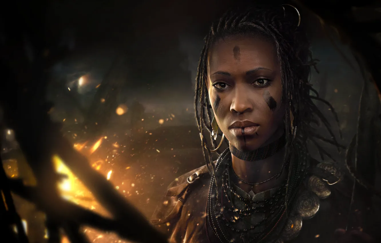 Photo wallpaper girl, decoration, lights