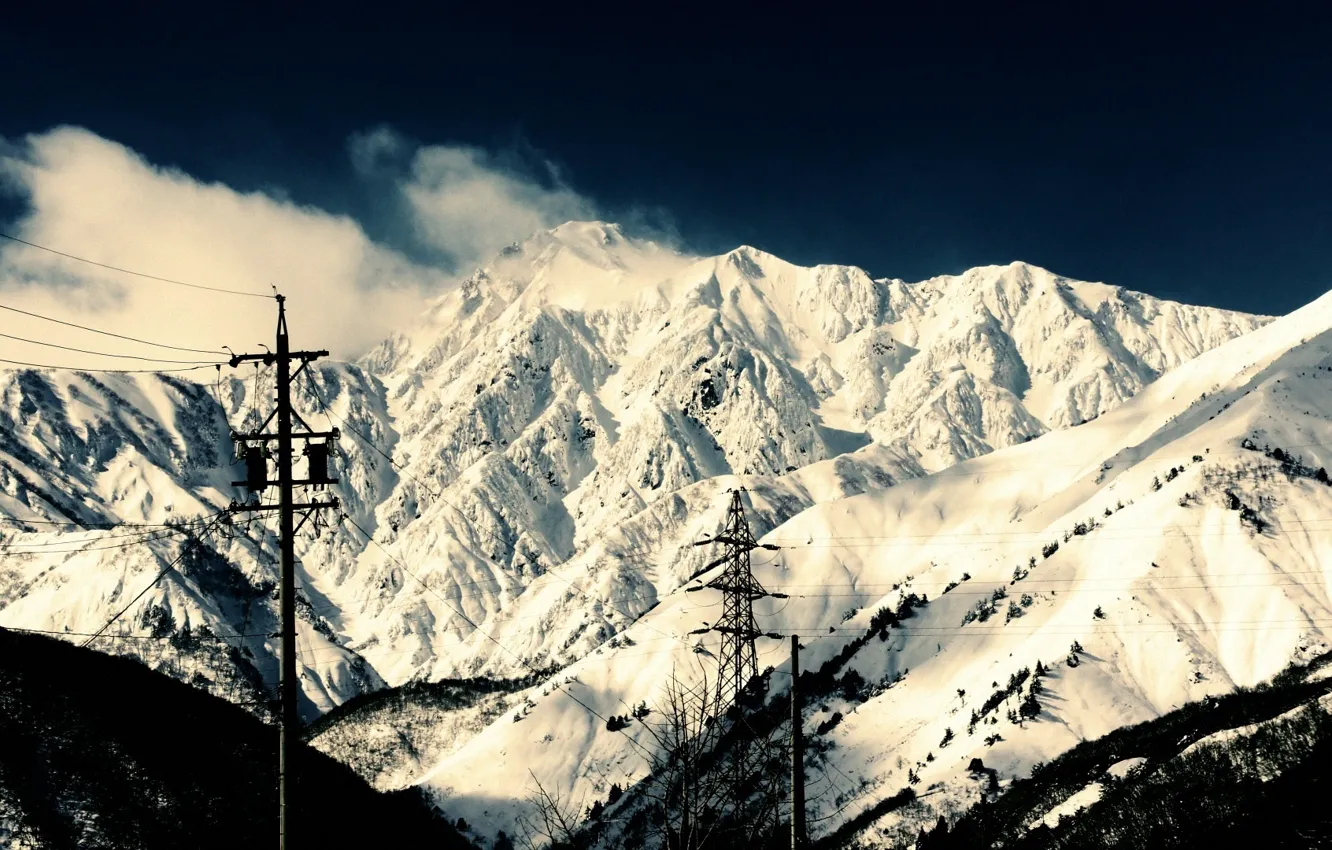 Photo wallpaper winter, mountains, Japan