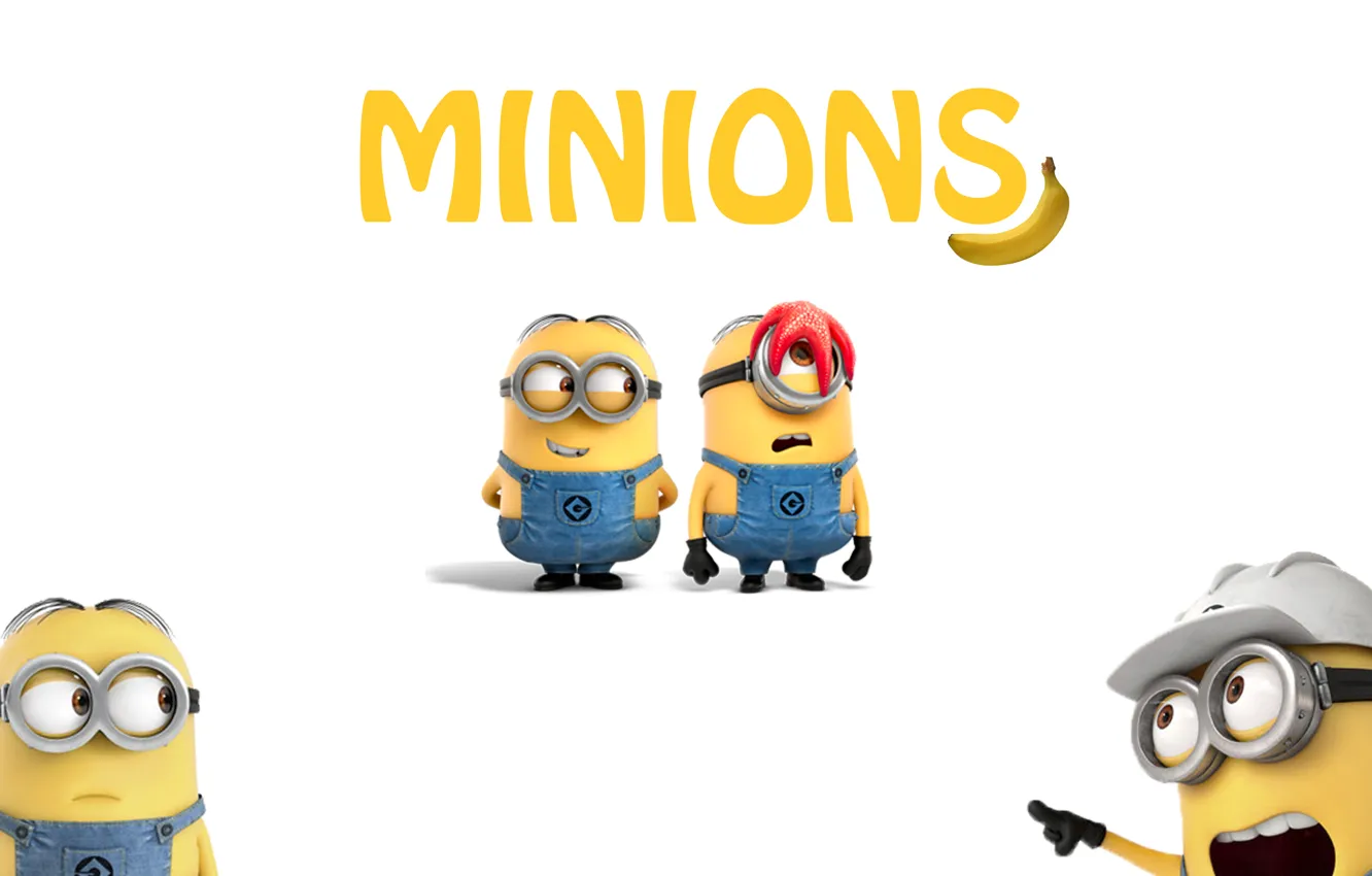 Photo wallpaper yellow, background, cartoon, bananas, Minions, minion