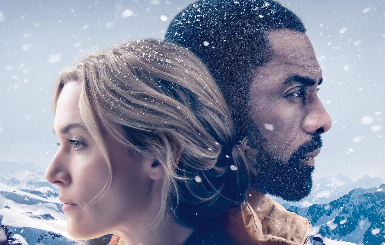 Photo wallpaper snow, mountains, close-up, face, poster, Idris Elba, Idris Elba, Kate Winslet