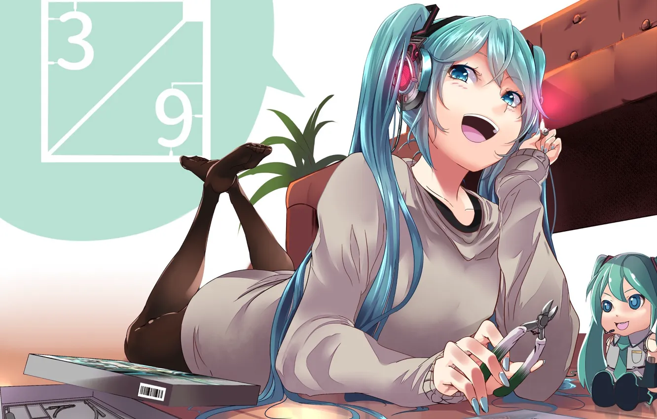 Photo wallpaper girl, vocaloid, hatsune miku, anime, asian, japanese, oriental, asiatic