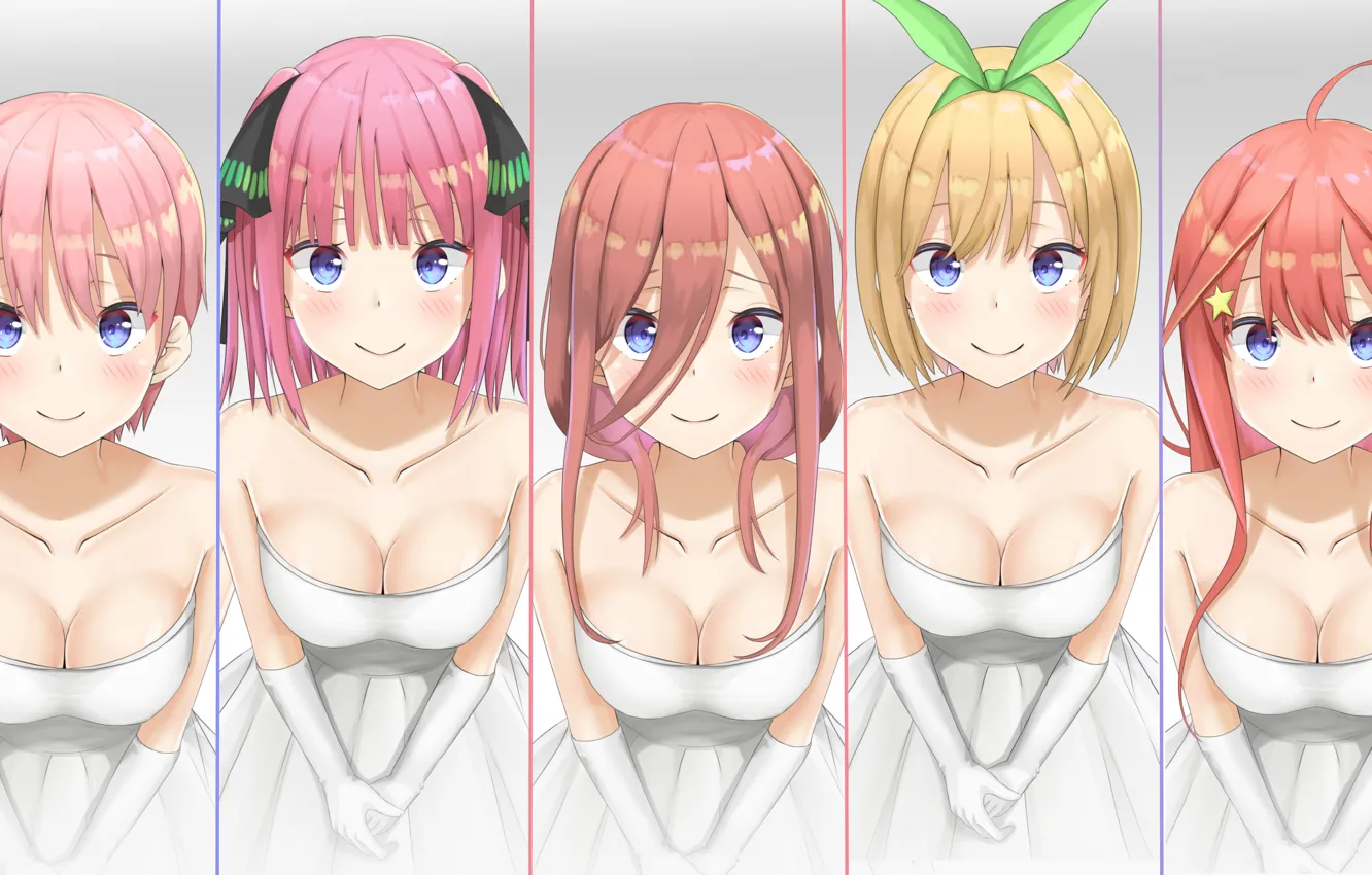 Photo wallpaper girl, sexy, cleavage, pink hair, long hair, dress, boobs, anime