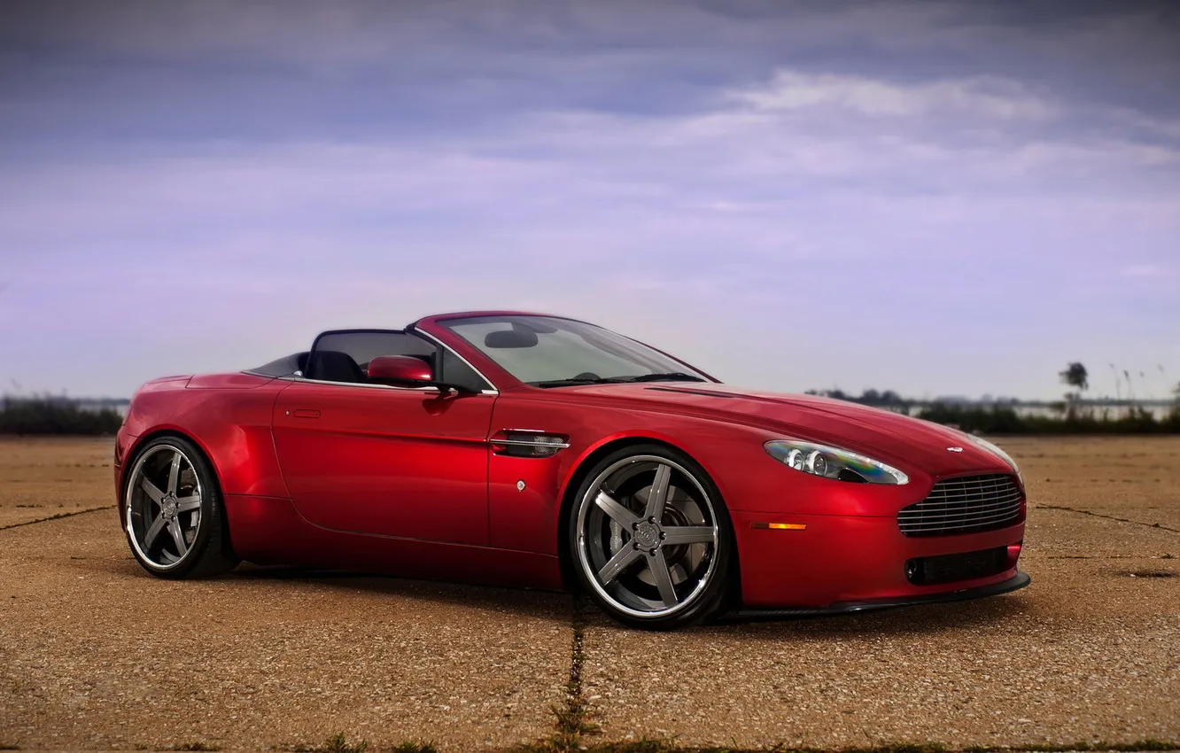 Photo wallpaper red, Aston Martin, Vantage, Aston Martin, cabrio, autowalls