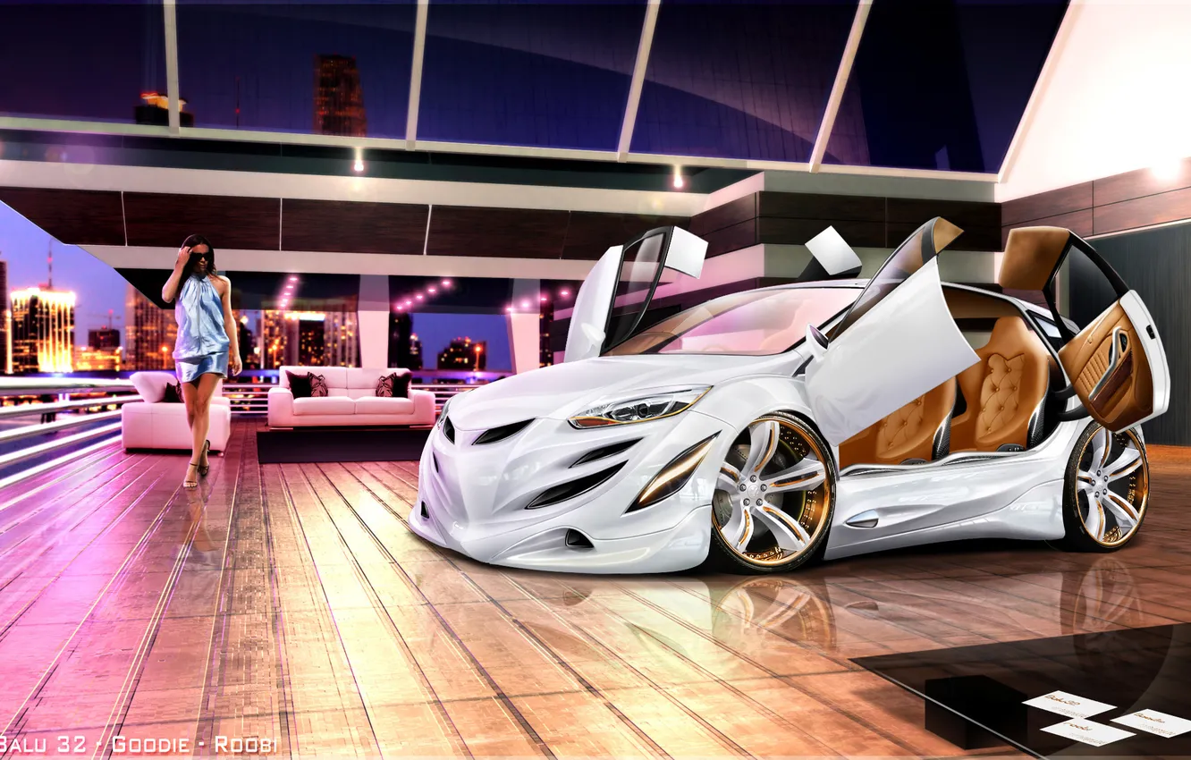 Photo wallpaper girl, glamour, cars