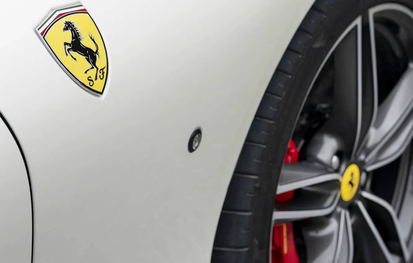 Photo wallpaper Ferrari, close-up, Scuderia Ferrari, badge, Roma, Ferrari Rome