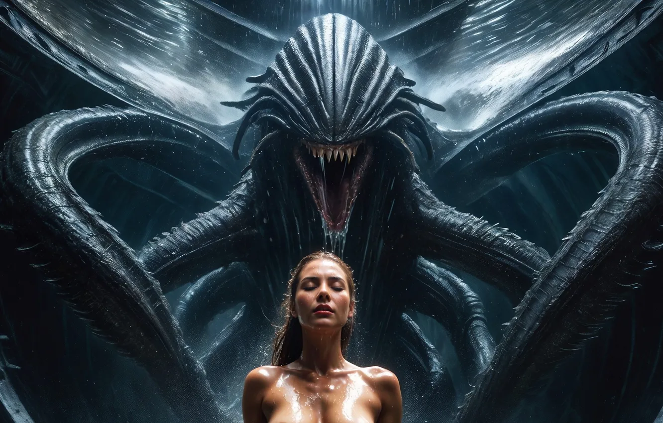 Photo wallpaper girl, woman, monster, fantasy