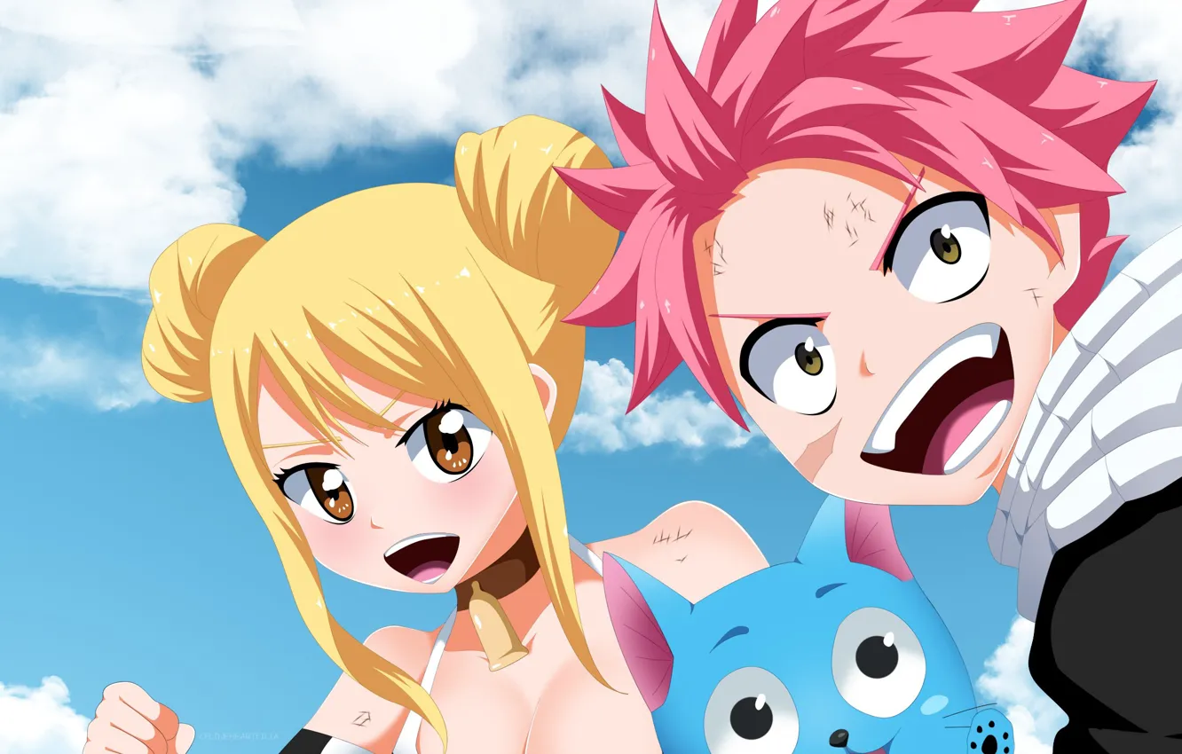 Photo wallpaper nothing, anime, fairy, cat, Lucy, Happy, japanese, Fairy Tail