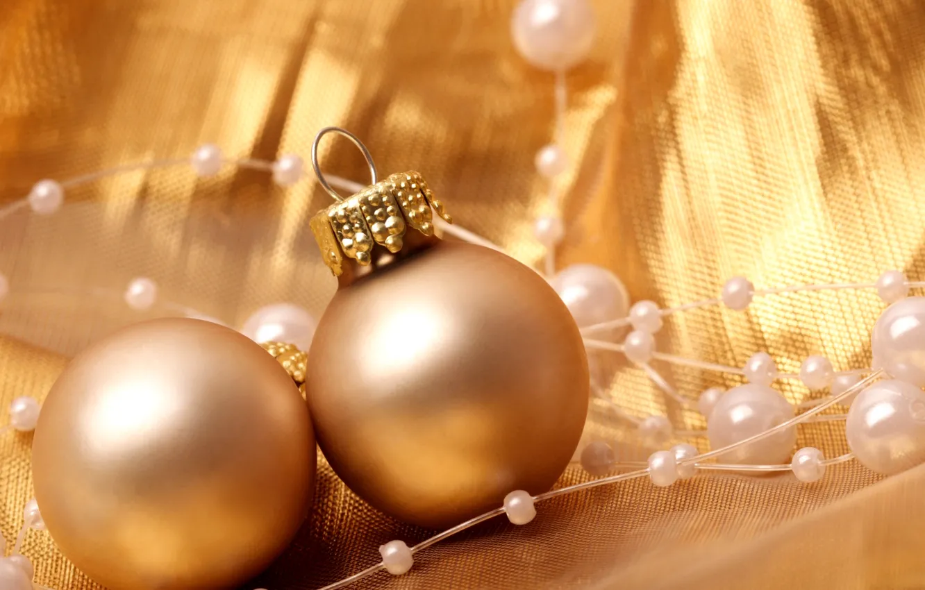 Photo wallpaper winter, balls, decoration, toys, New Year, Christmas, beads, the scenery