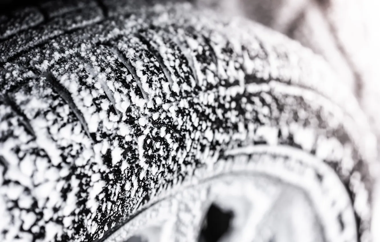 Photo wallpaper snow, wheel, vehicle