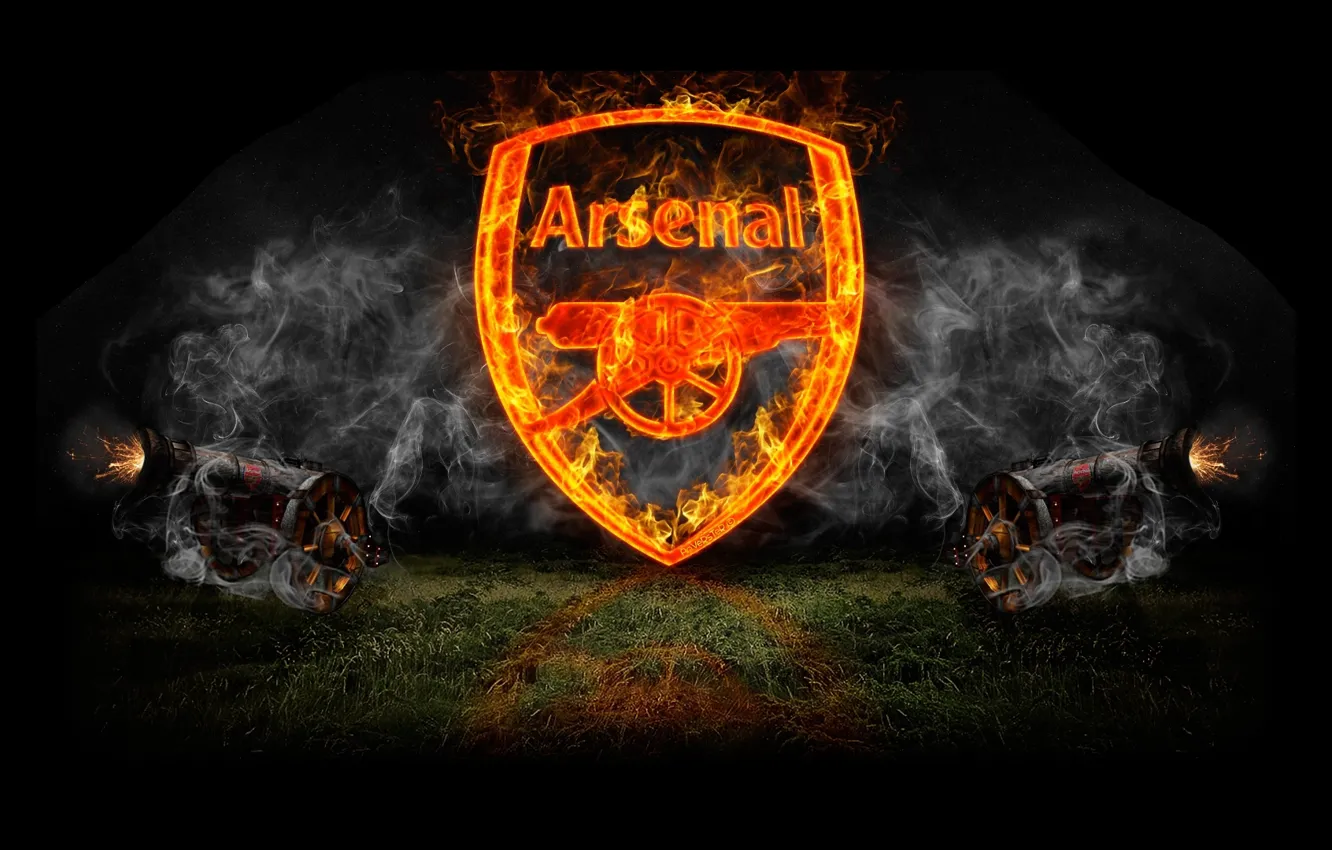 Photo wallpaper lights, smoke, logo, art, emblem, gun, Arsenal, art
