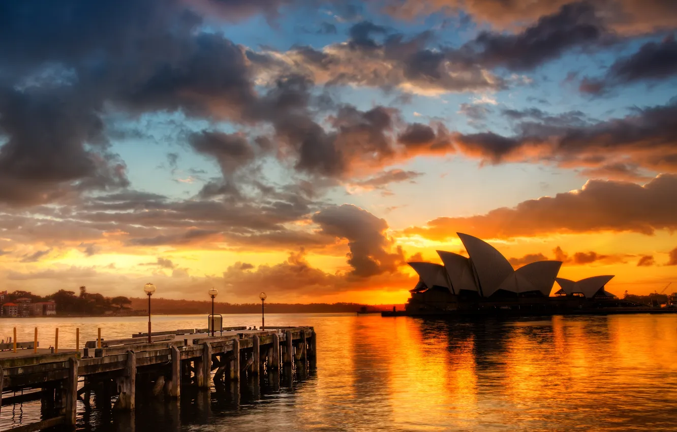 Photo wallpaper sunset, Australia, Sydney, sunset, Australia, Sydney, Opera House, Docks