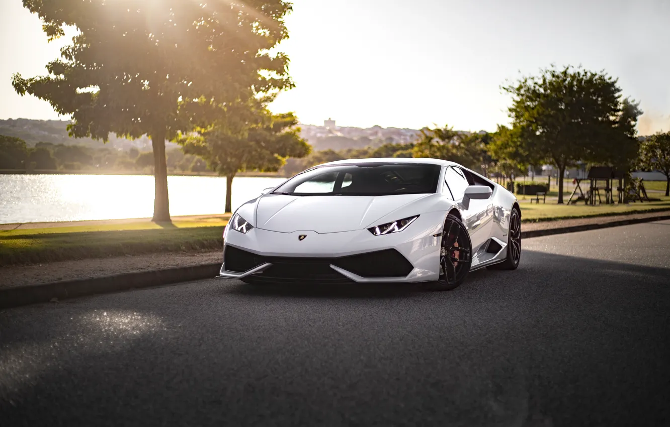 Photo wallpaper Lamborghini, white, Huracan