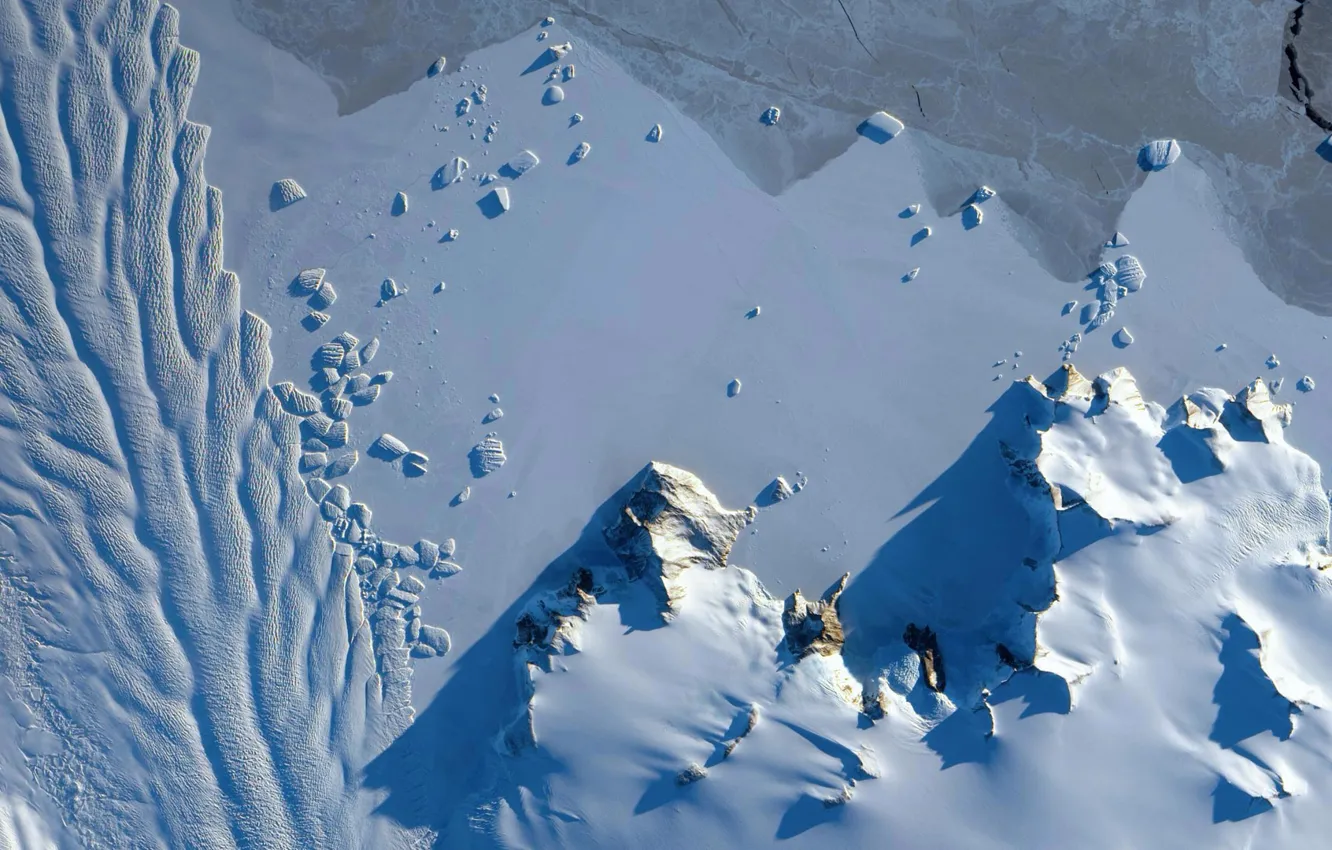 Photo wallpaper snow, Antarctica, photo NASA, Matusevich Glacier
