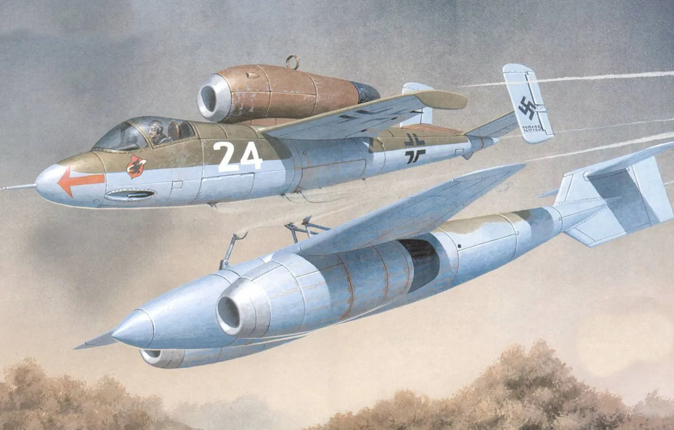 Photo wallpaper figure, Germany, Luftwaffe, Arado 162, Mistel 5, Arado E. 377A