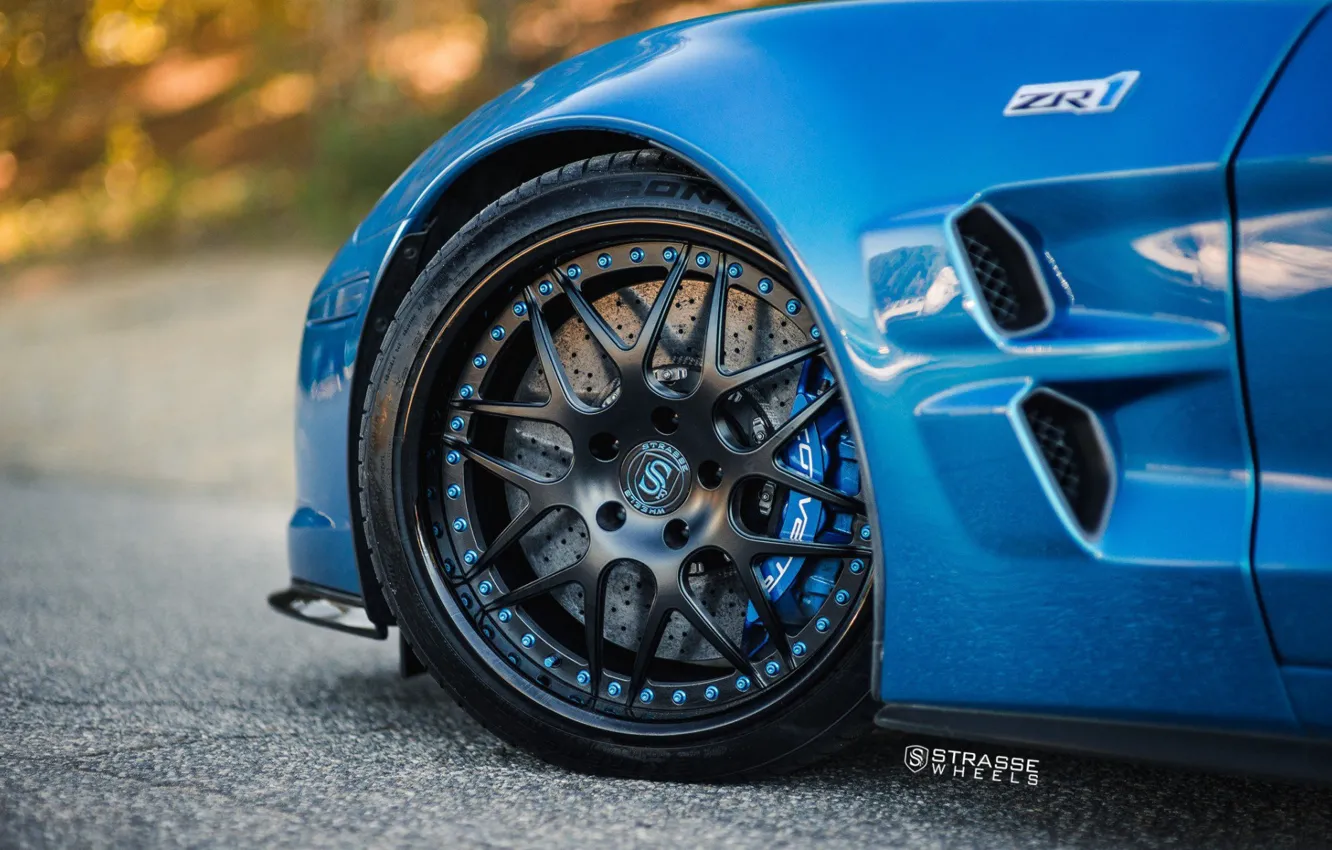Photo wallpaper ZR1, Car, Blue, Wheel, Strasse Wheels, Rim, Disk