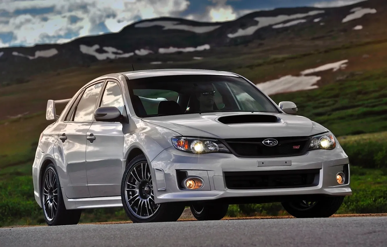 Photo wallpaper the sky, mountains, WRX, STI, the front, Subaru, Impreza, Zedan