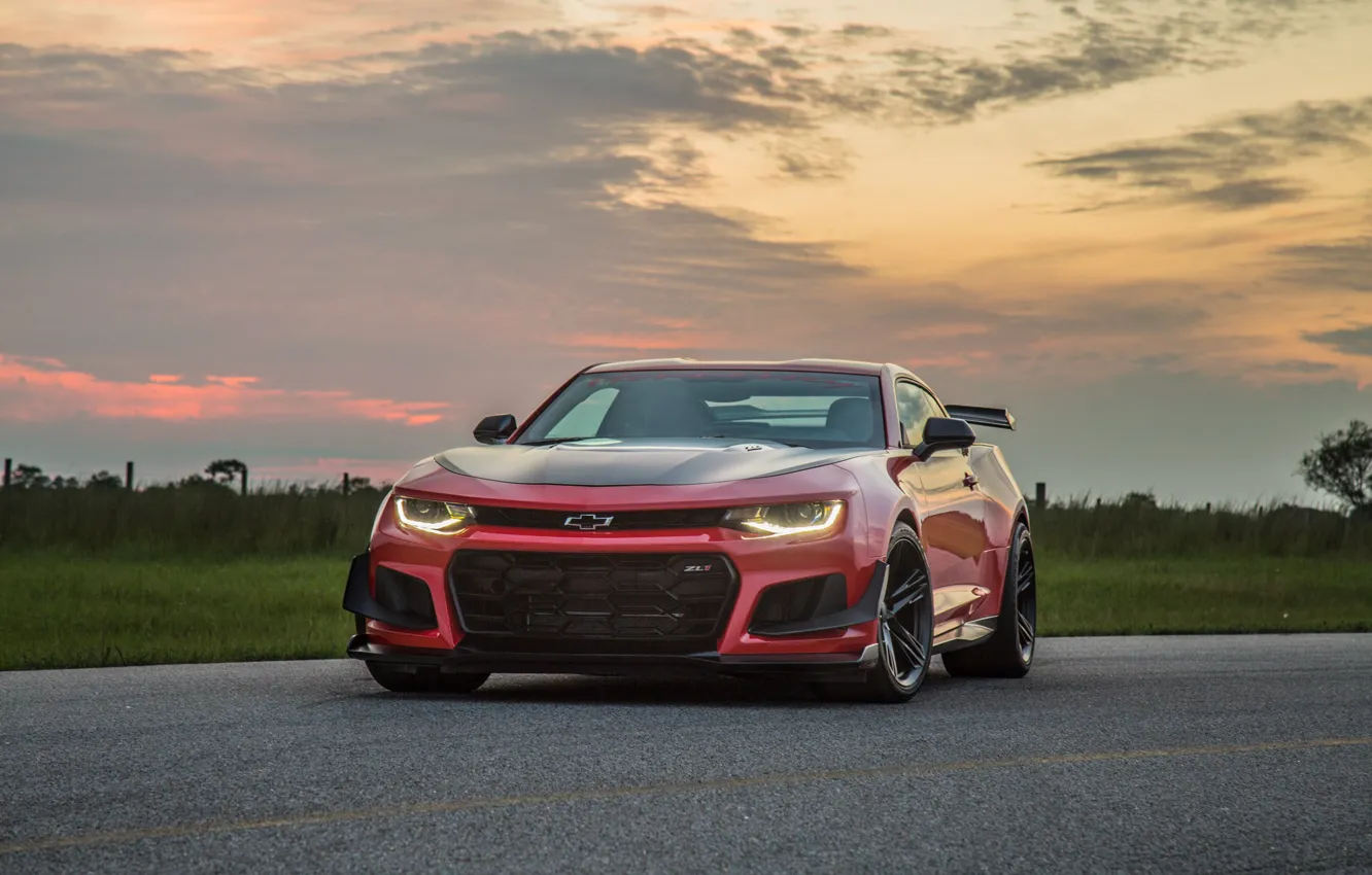 Photo wallpaper sunset, Chevrolet, Camaro, Hennessey, ZL1, 2017, HPE850