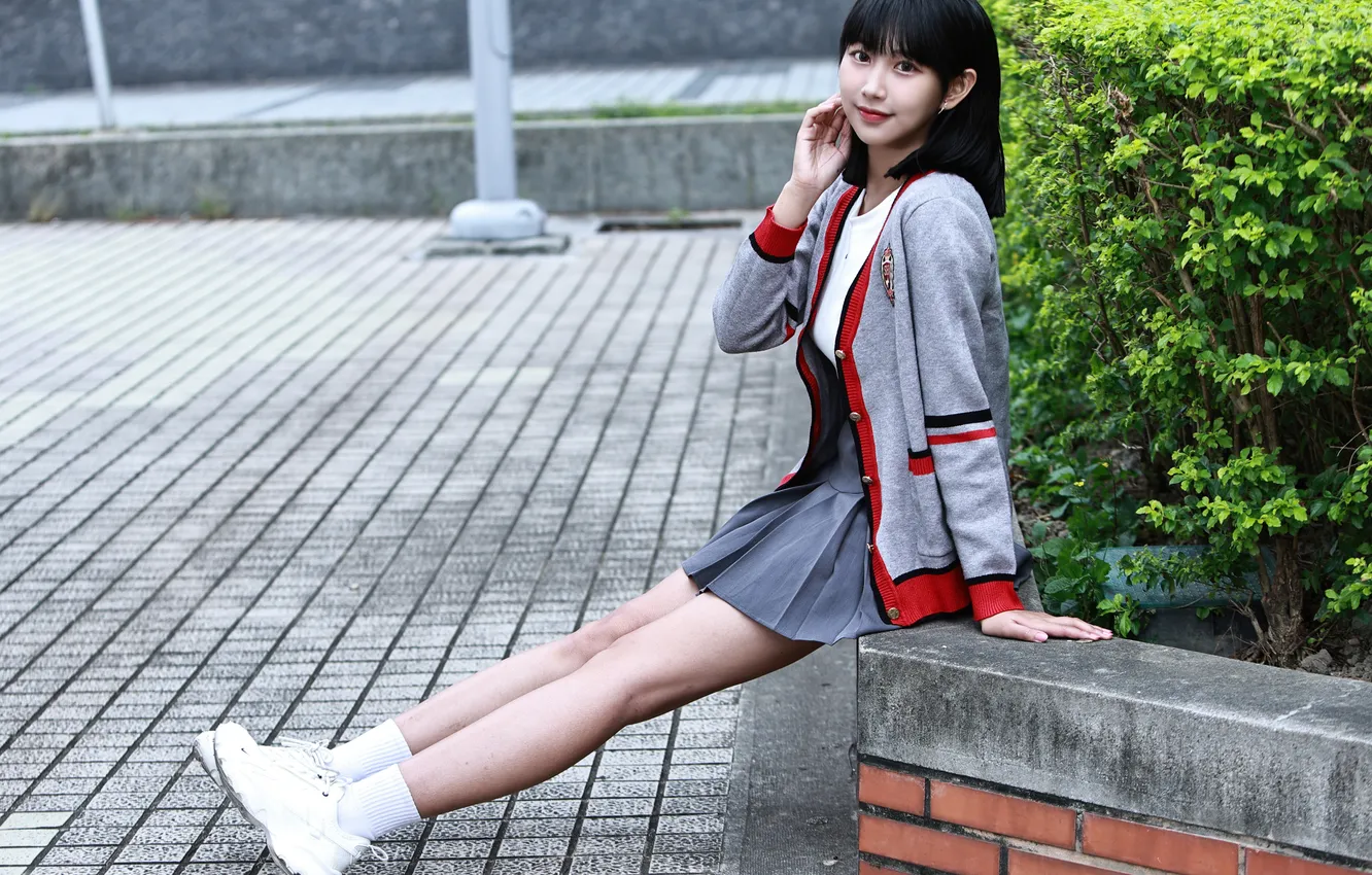Photo wallpaper girl, brunette, legs, Asian