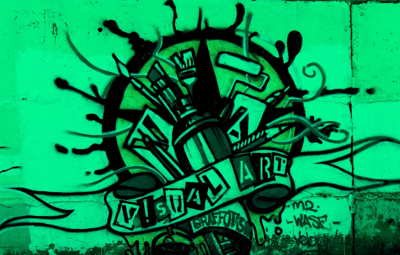 Photo wallpaper green, Grafiti, Visual art