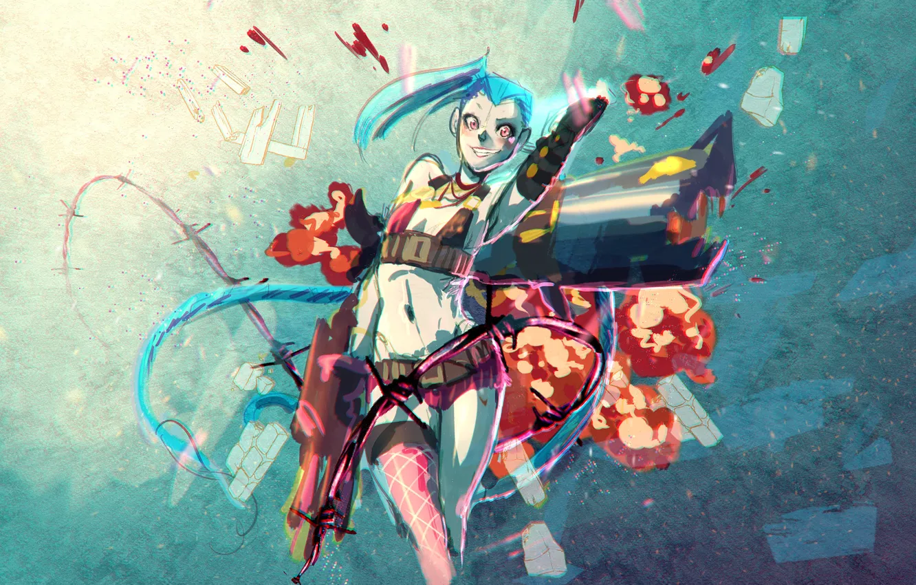 Photo wallpaper weapons, art, League of Legends, Jinx, Loose Cannon