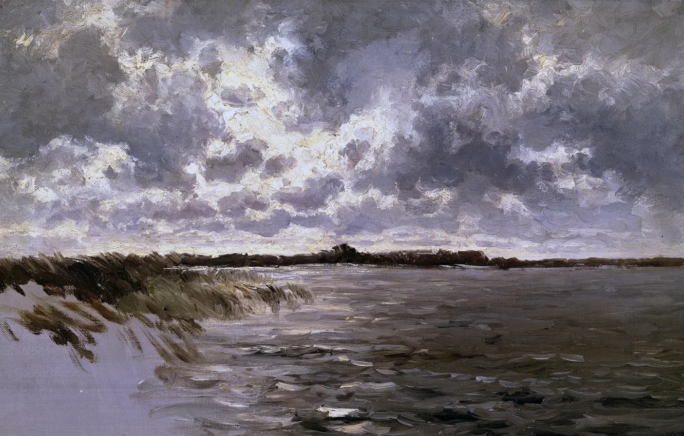 Photo wallpaper landscape, Carlos de Haes, Lake in the Netherlands