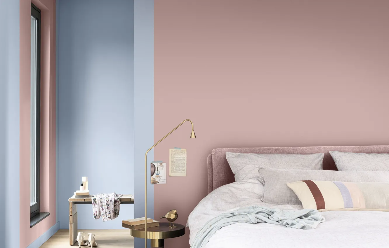 Photo wallpaper design, style, room, interior, positive, bedroom, the play of colors, inspiration