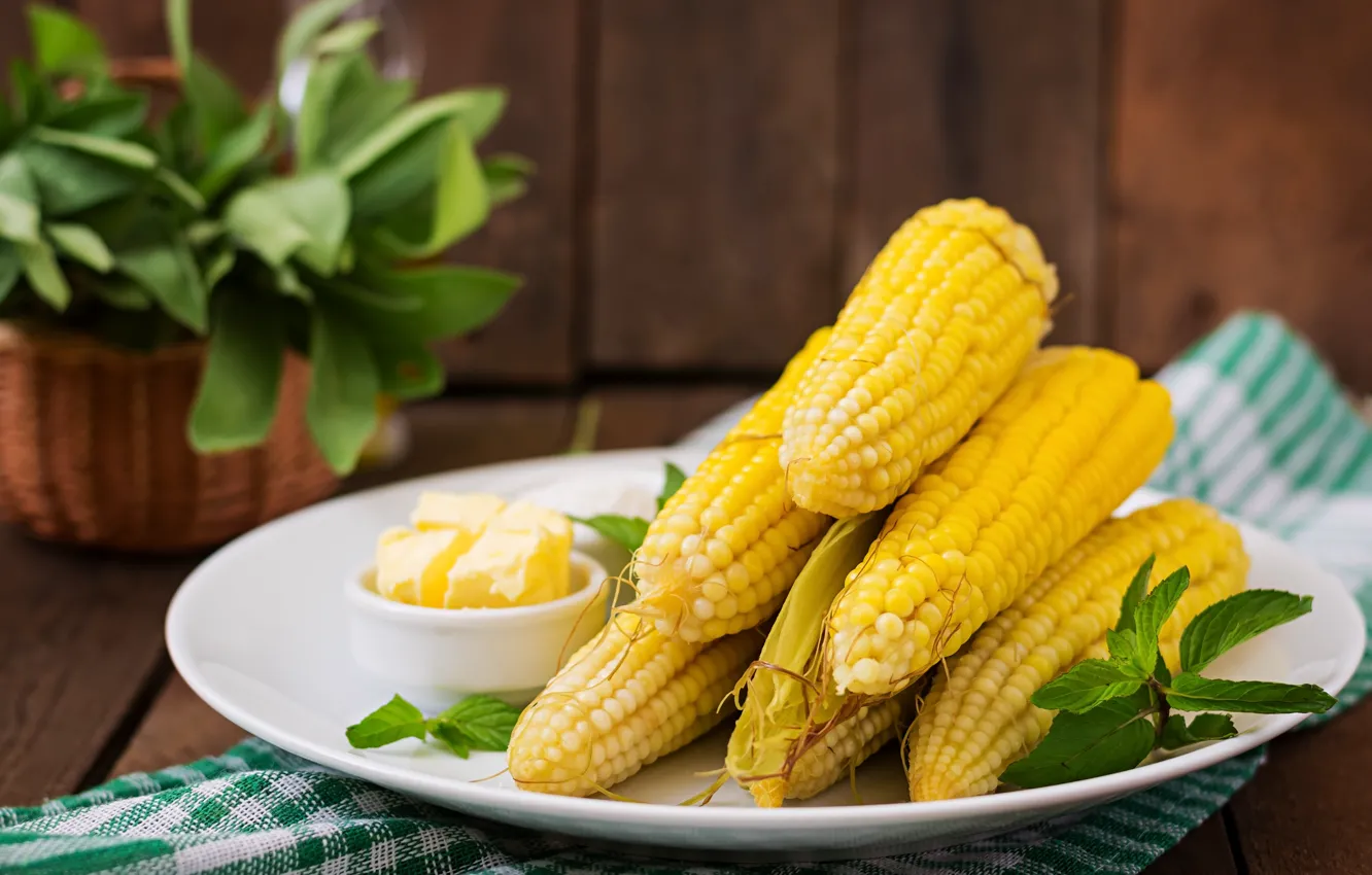 Photo wallpaper corn, the cob, butter