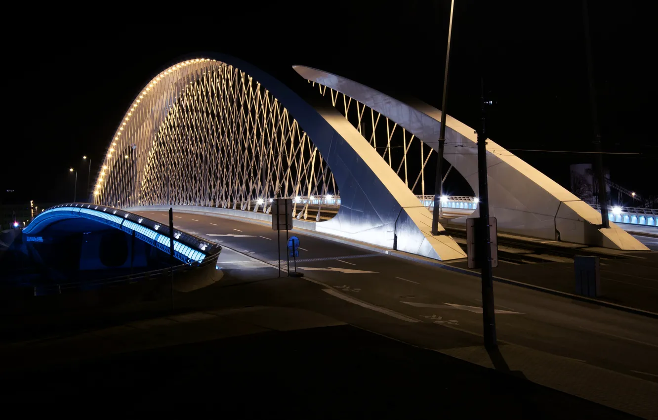 Photo wallpaper bridge, the city, lights, lighting
