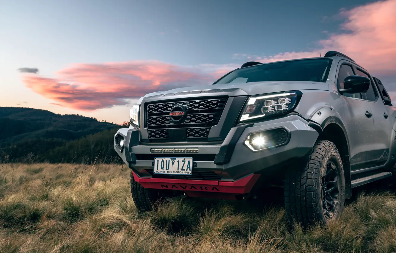 Photo wallpaper the sky, clouds, mountains, Nissan, Nissan, pickup, Warrior, exterior