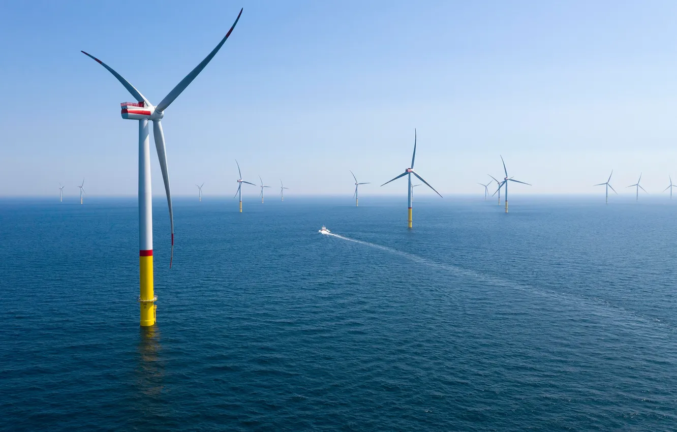 Photo wallpaper sea, the sky, landscape, boat, horizon, sky, sea, landscape