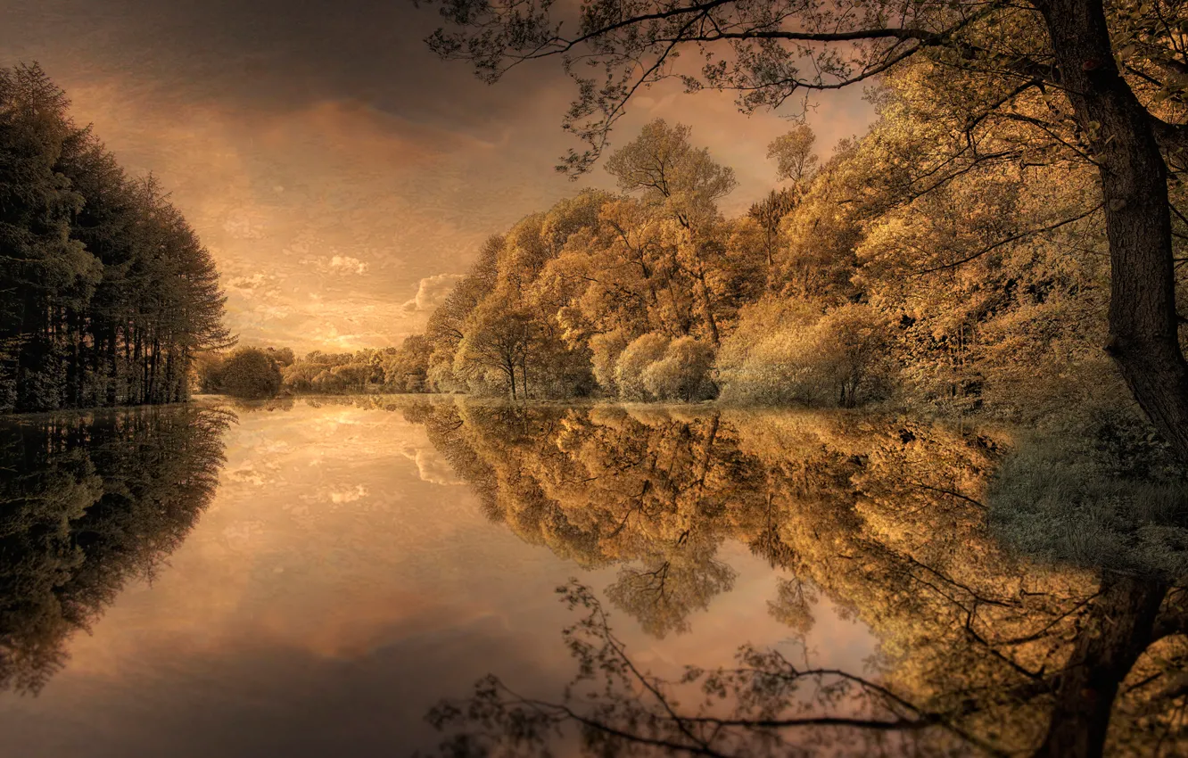 Photo wallpaper autumn, nature, river, photoshop, treatment, picture