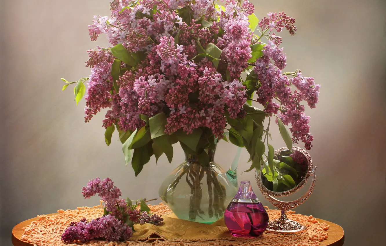 Photo wallpaper flowers, bouquet, Lilac, vase, still life