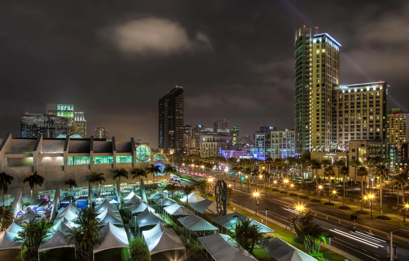 Photo wallpaper the sky, night, lights, home, USA, California, San Diego
