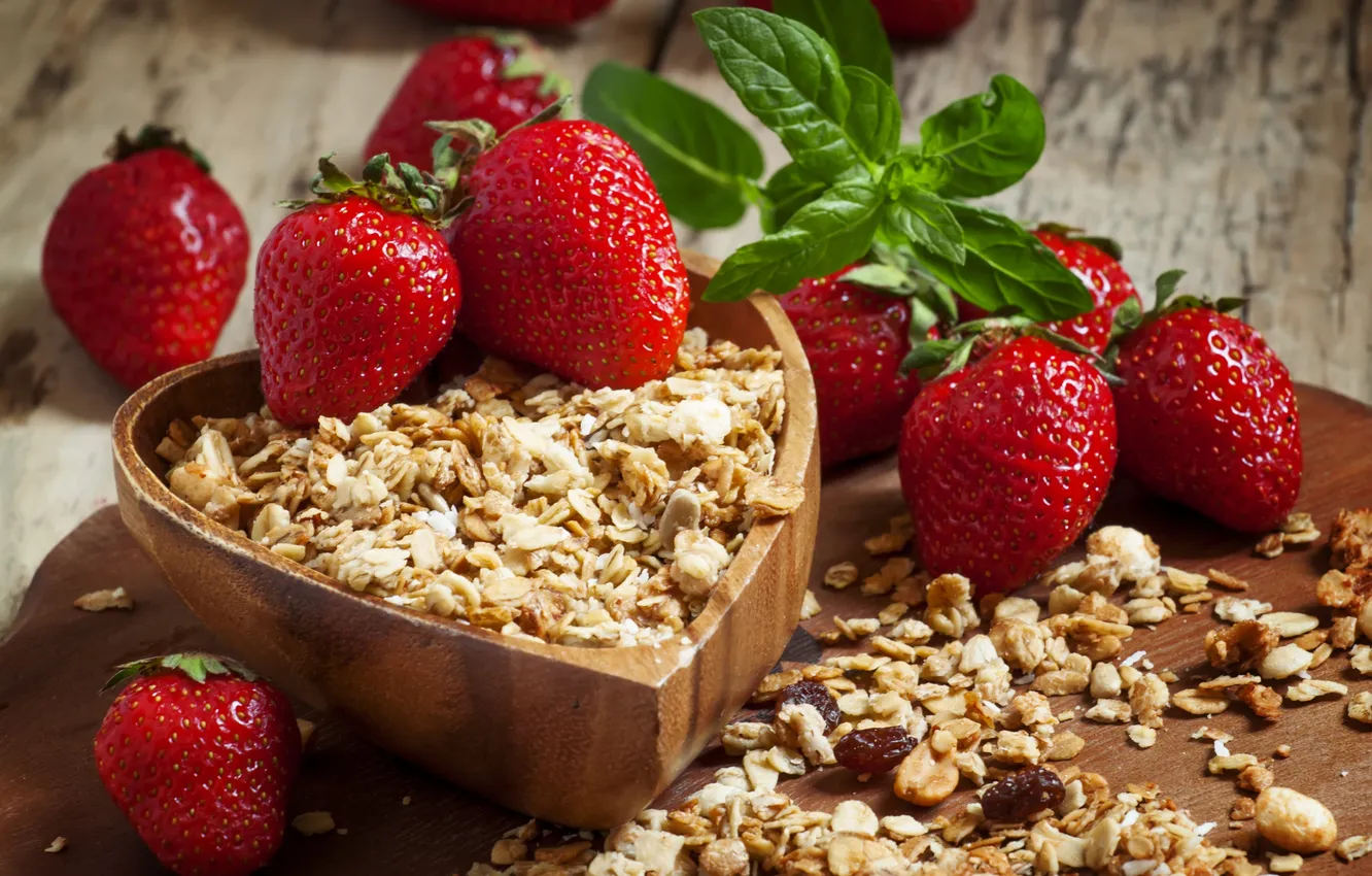Photo wallpaper red, berries, strawberry, red, fresh, ripe, cereal, sweet