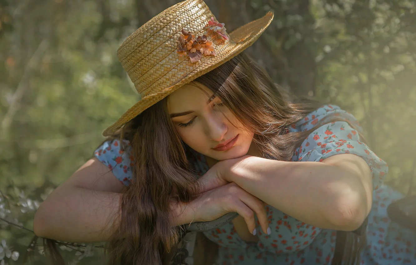 Photo wallpaper girl, portrait, hat, Shepeleva Tatiana