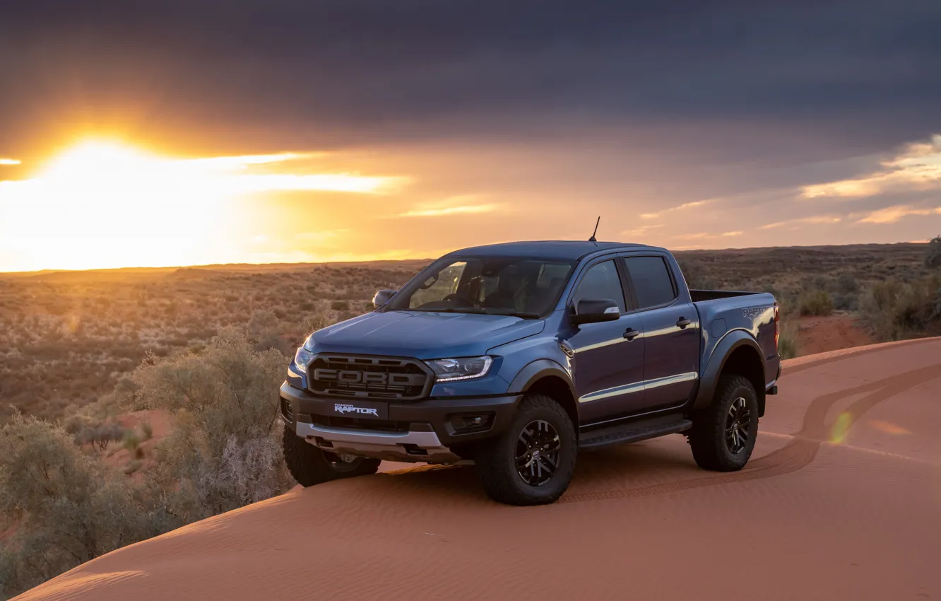 Photo wallpaper sunset, Ford, Raptor, pickup, Ranger, 2019