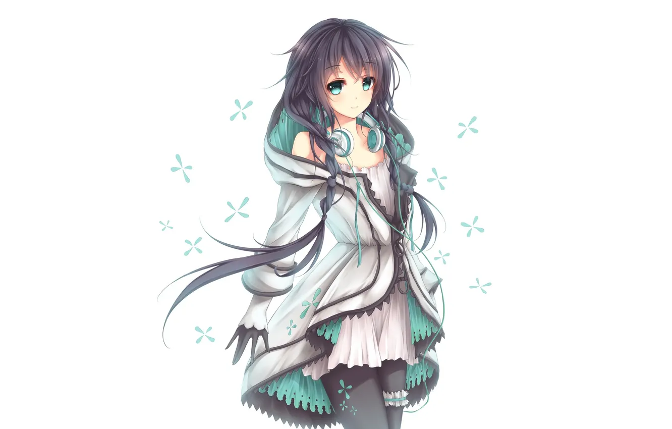 Photo wallpaper girl, smile, anime, headphones, art, Xia Yu yao, wsman, Utau