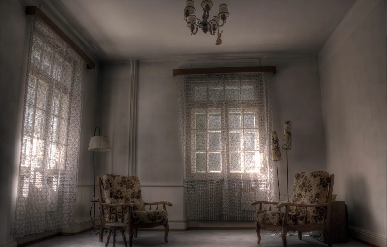 Photo wallpaper room, chair, window